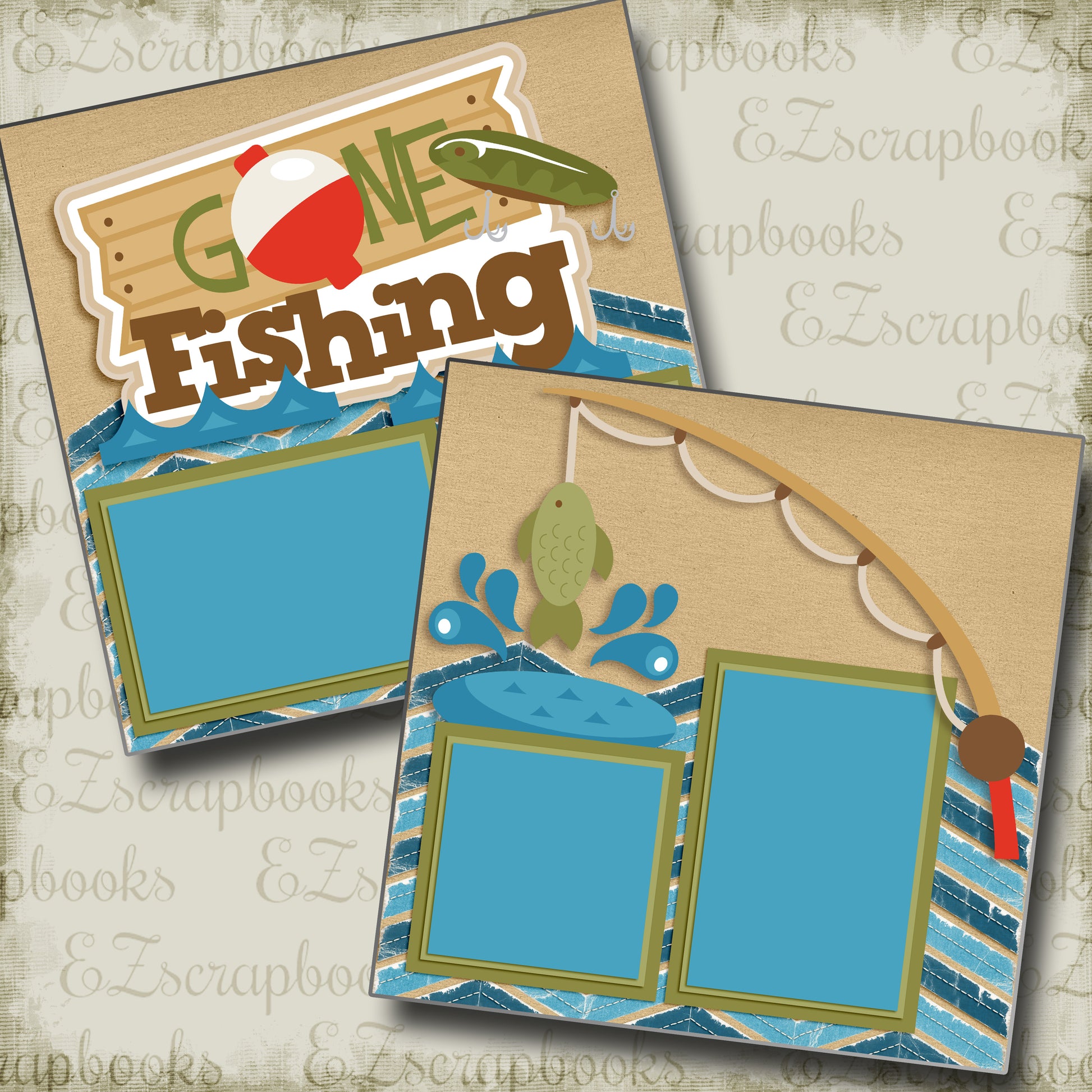 Gone Fishing - 4052 - EZscrapbooks Scrapbook Layouts Hunting - Fishing