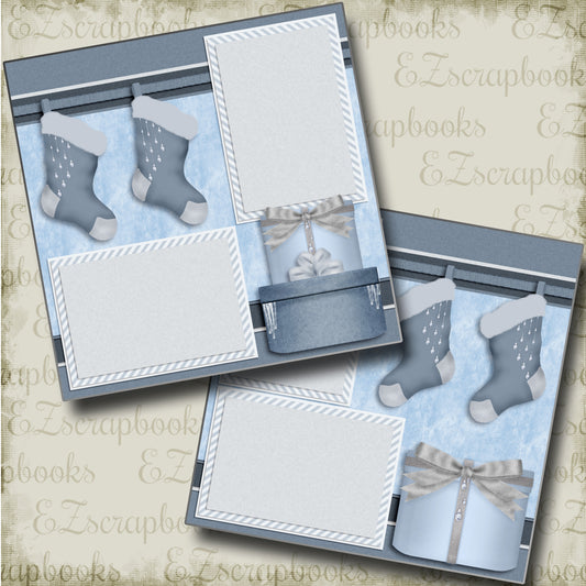 Blue Stockings - 3672 - EZscrapbooks Scrapbook Layouts Christmas