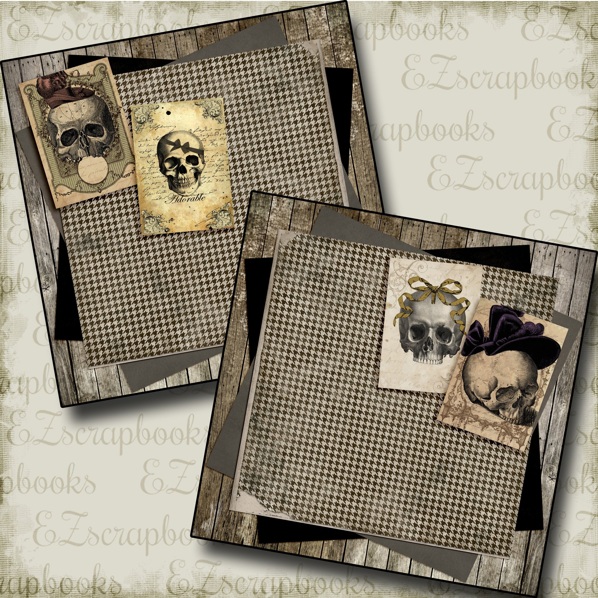 Pretty Creepy Skulls NPM - 3417 - EZscrapbooks Scrapbook Layouts Halloween