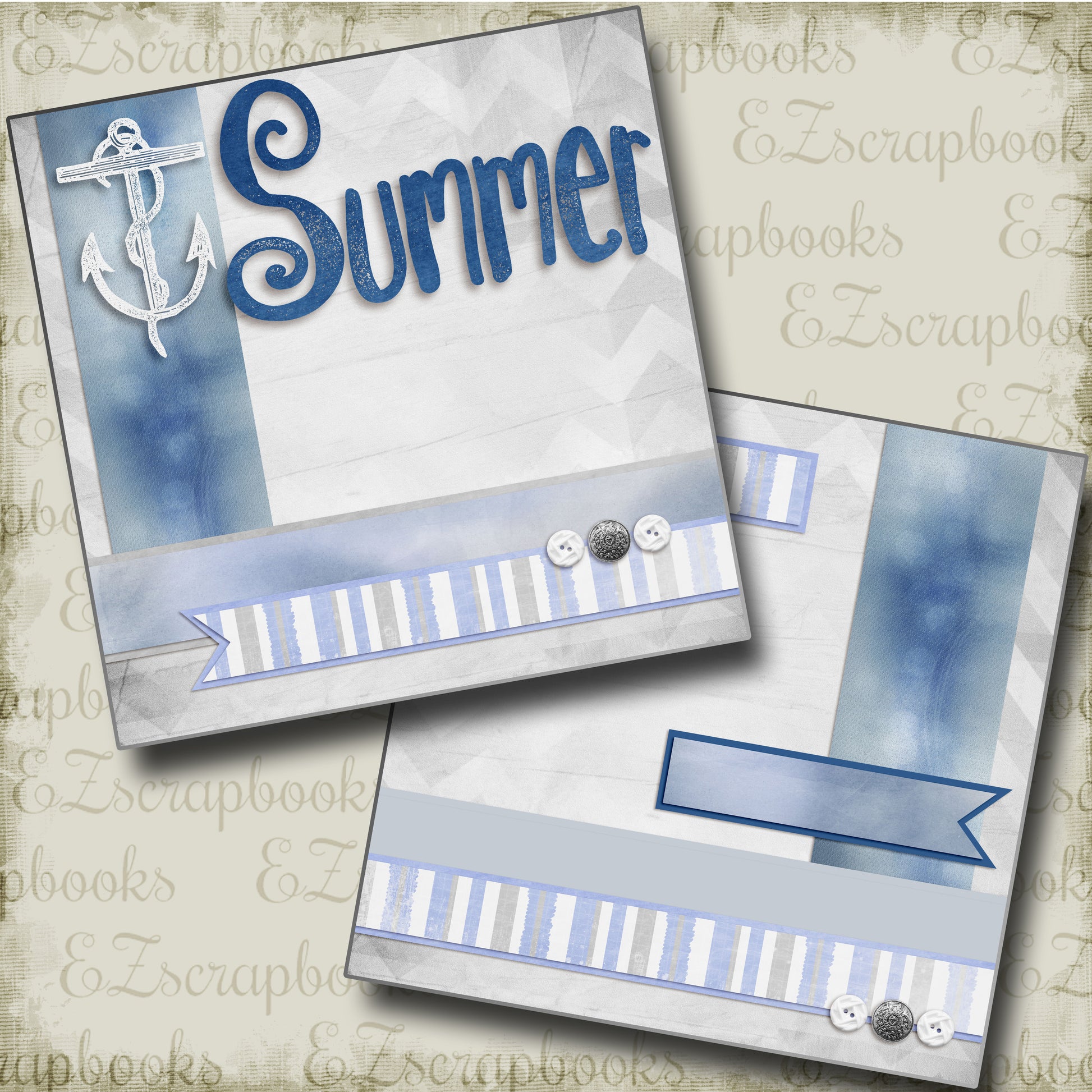 Summer at Sea NPM - 4135 - EZscrapbooks Scrapbook Layouts Beach - Tropical, cruise, Swimming - Pool