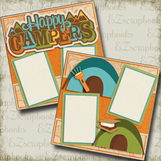 Happy Campers - 4054 - EZscrapbooks Scrapbook Layouts Camping - Hiking