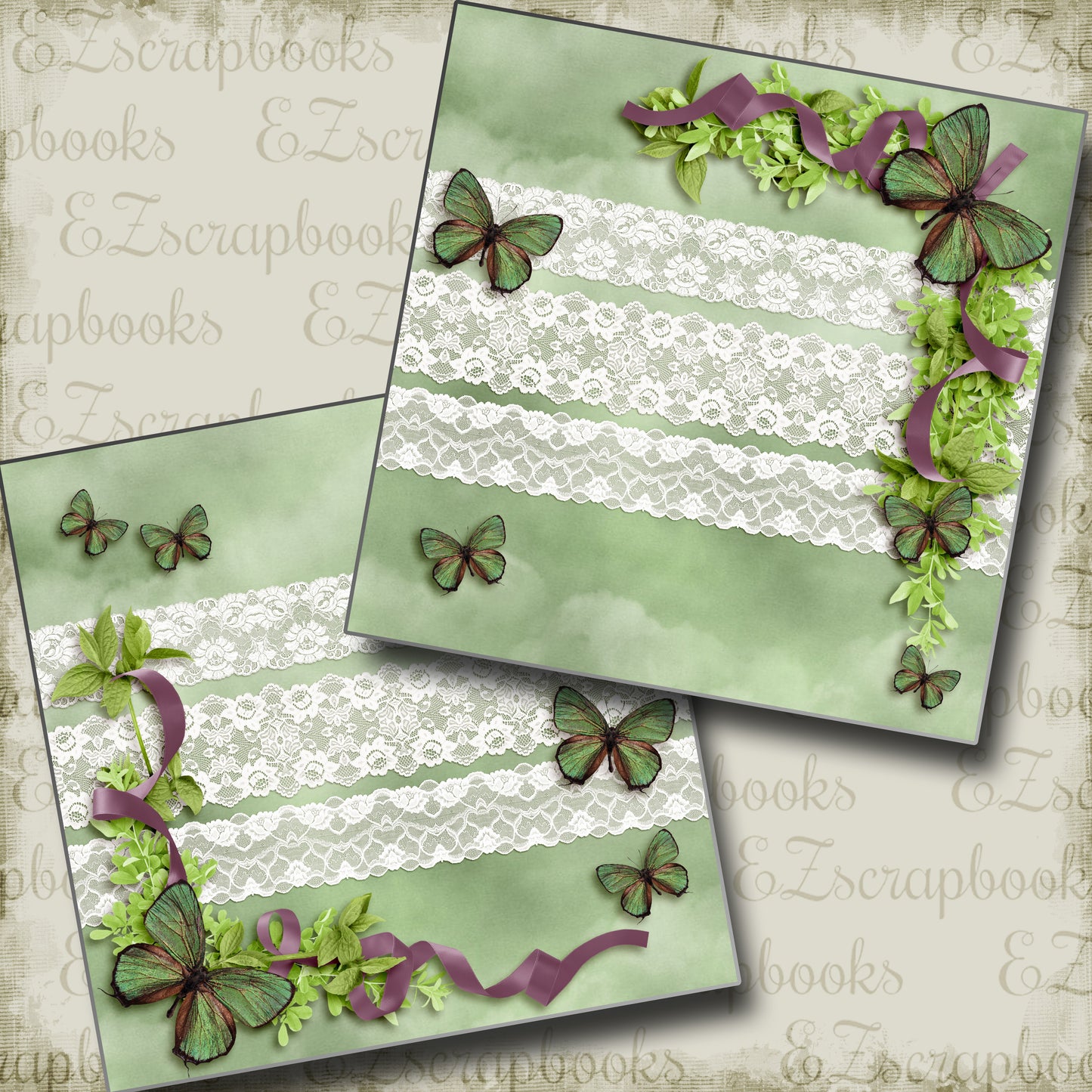 Beautiful Butterflies NPM - 3889 - EZscrapbooks Scrapbook Layouts 