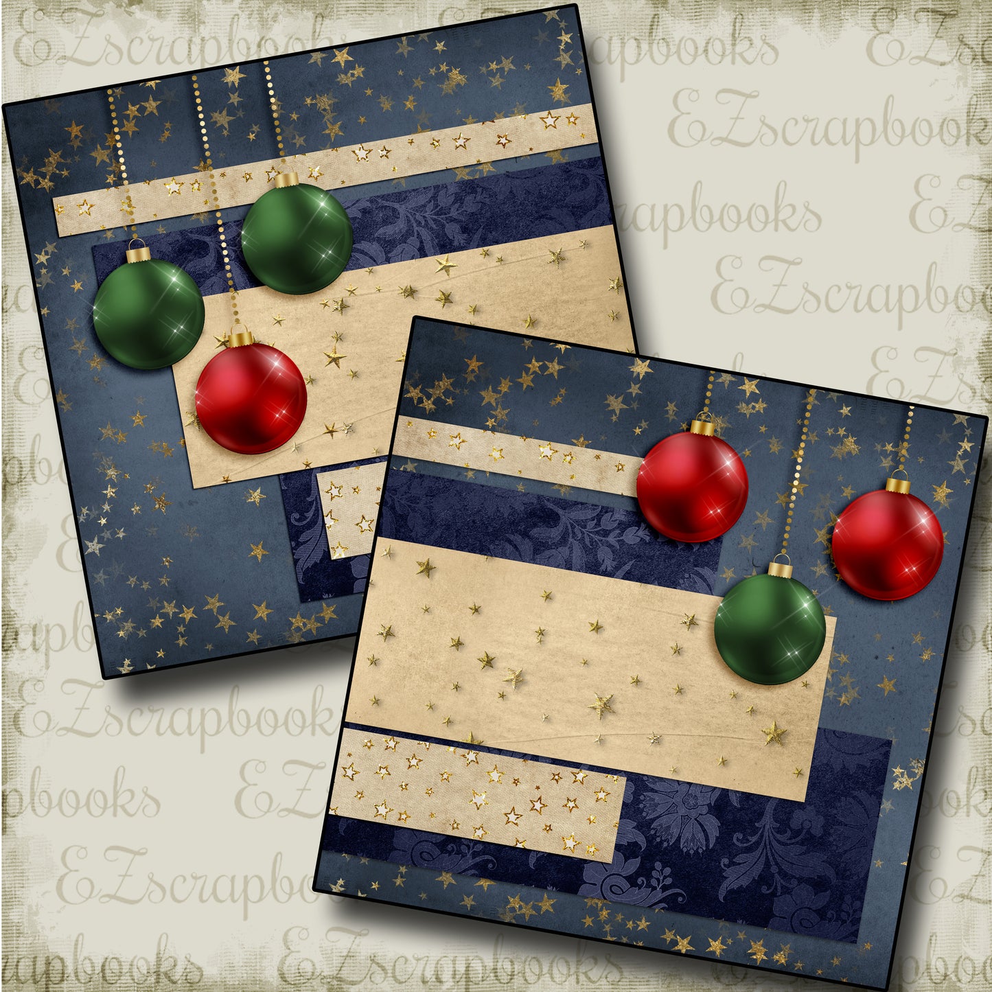 Vintage Ornaments NPM - 3527 - EZscrapbooks Scrapbook Layouts Christmas