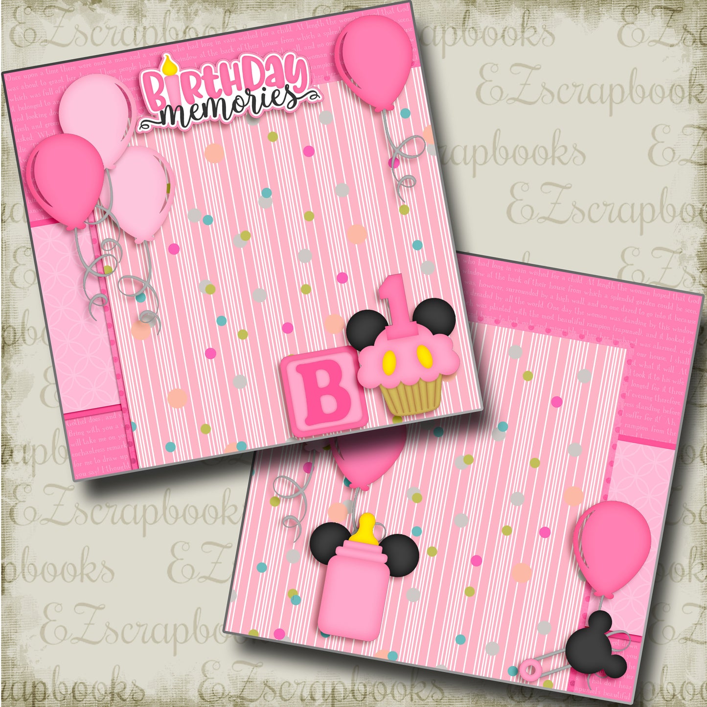 Birthday Memories Girl NPM - 3441 - EZscrapbooks Scrapbook Layouts Baby - Toddler, Birthday