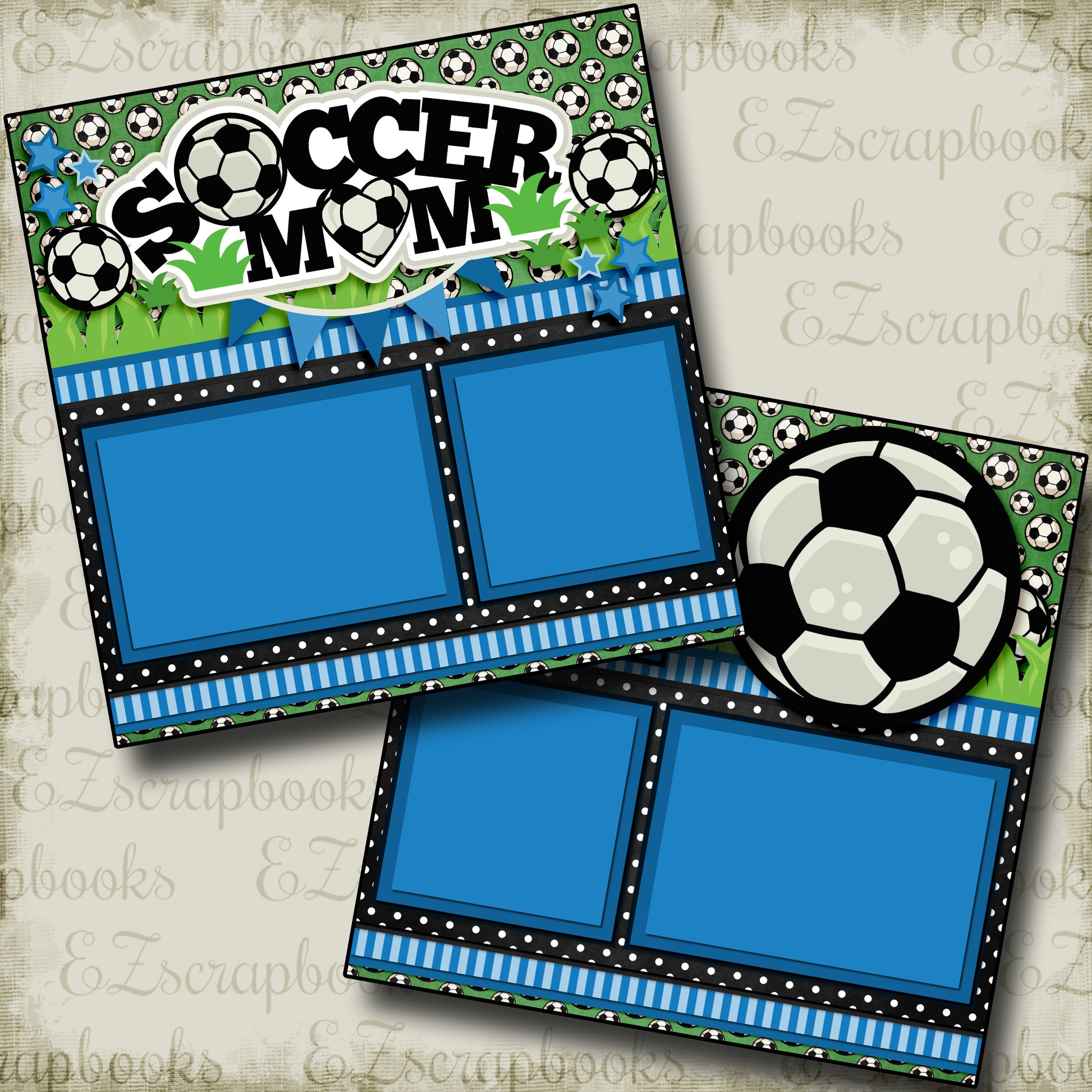 Soccer Mom Blue - 3308 - EZscrapbooks Scrapbook Layouts soccer, Sports