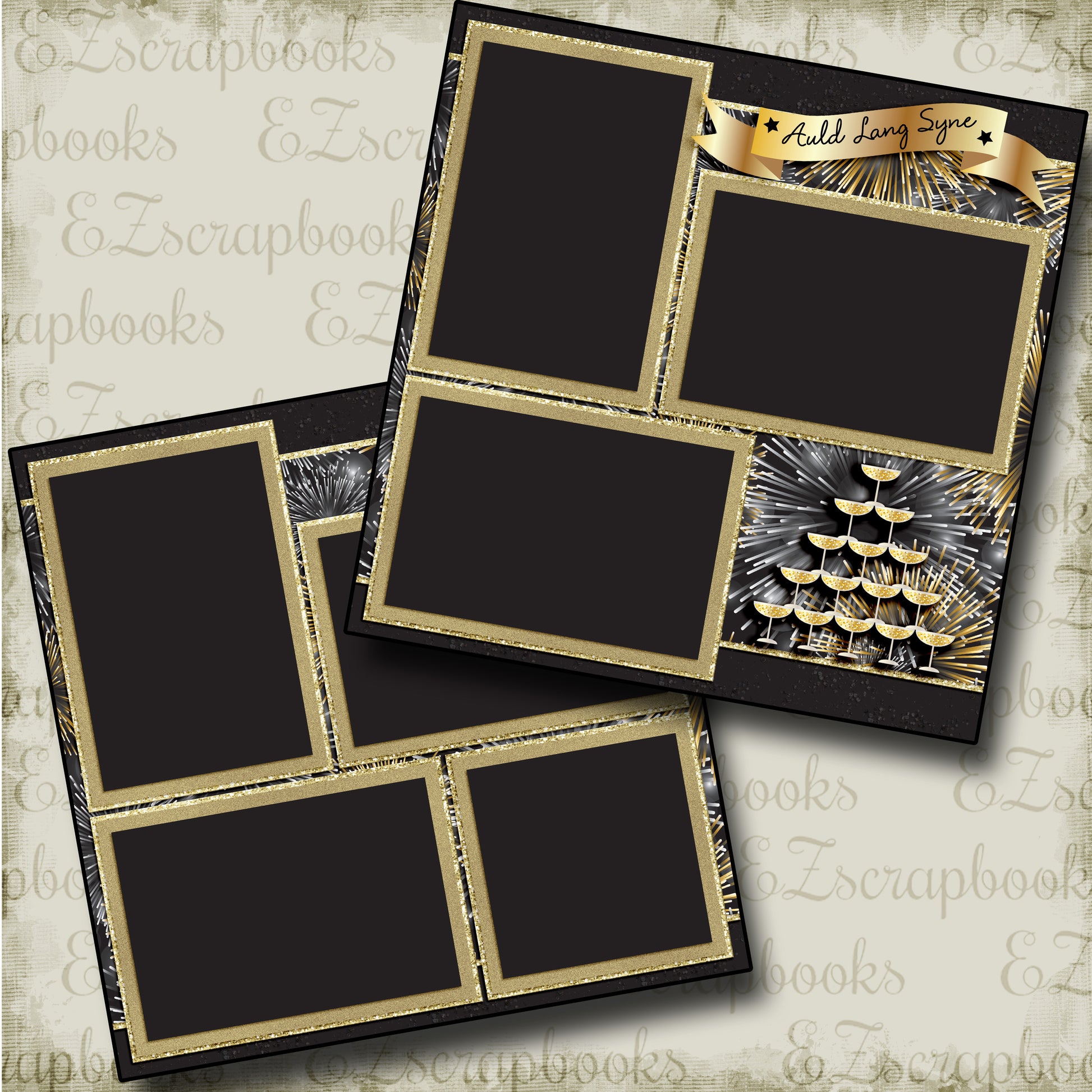 Auld Lang Syne - 3684 - EZscrapbooks Scrapbook Layouts New Year's