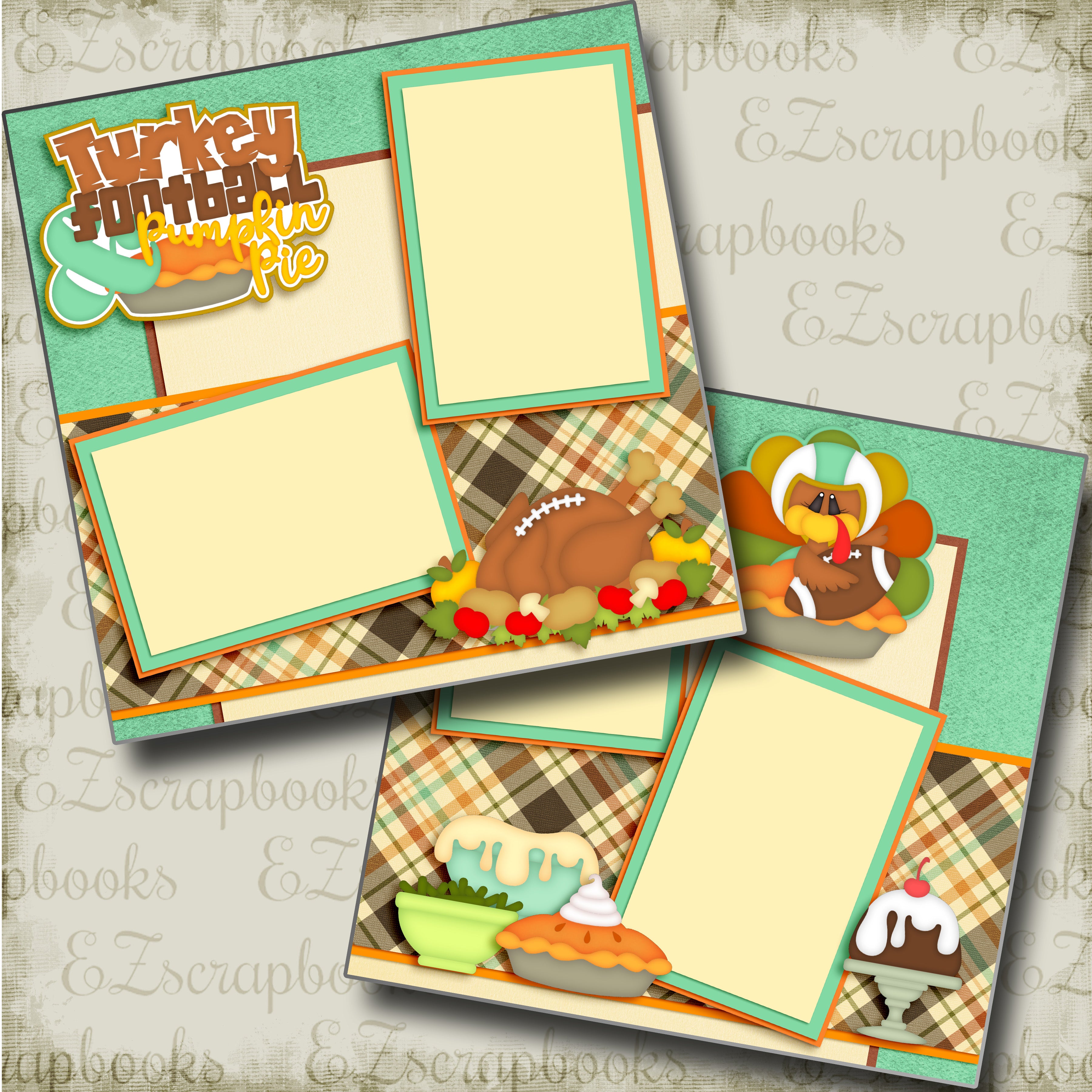 Turkey & Football - 3664 - EZscrapbooks Scrapbook Layouts Thanksgiving