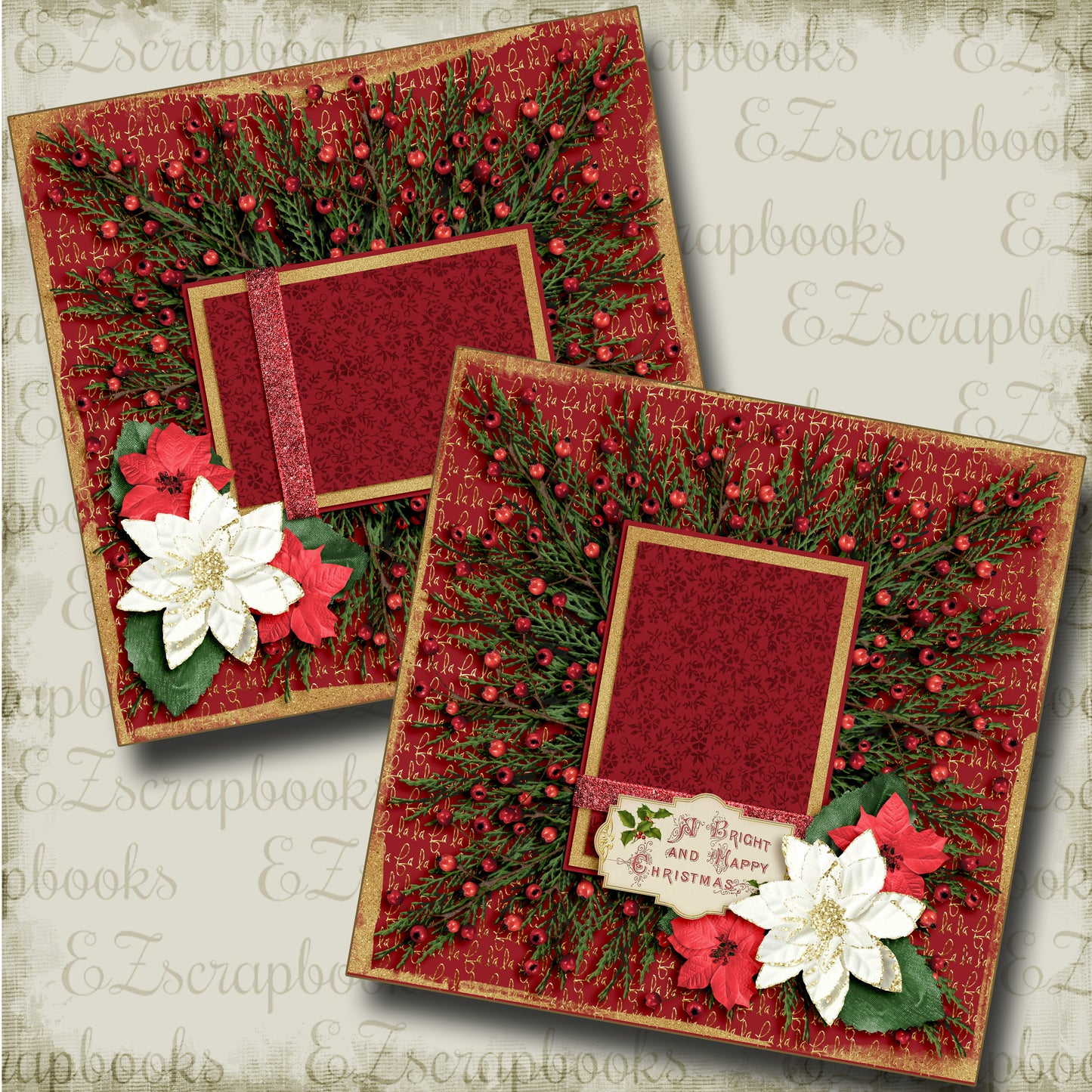 Christmas Wreath - 3624 - EZscrapbooks Scrapbook Layouts Christmas
