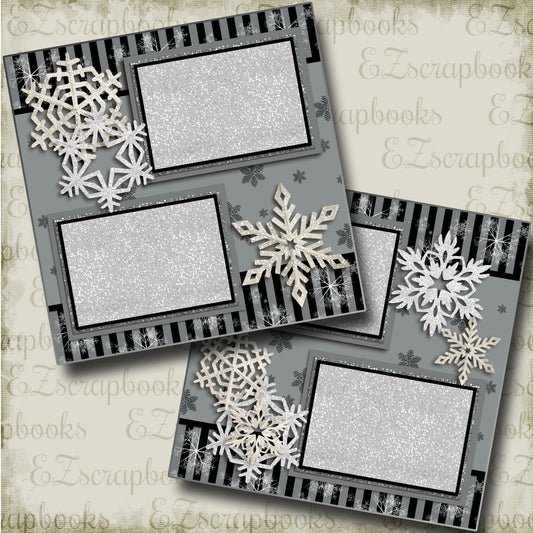 Silver Snowflakes - 3586 - EZscrapbooks Scrapbook Layouts Christmas, Winter