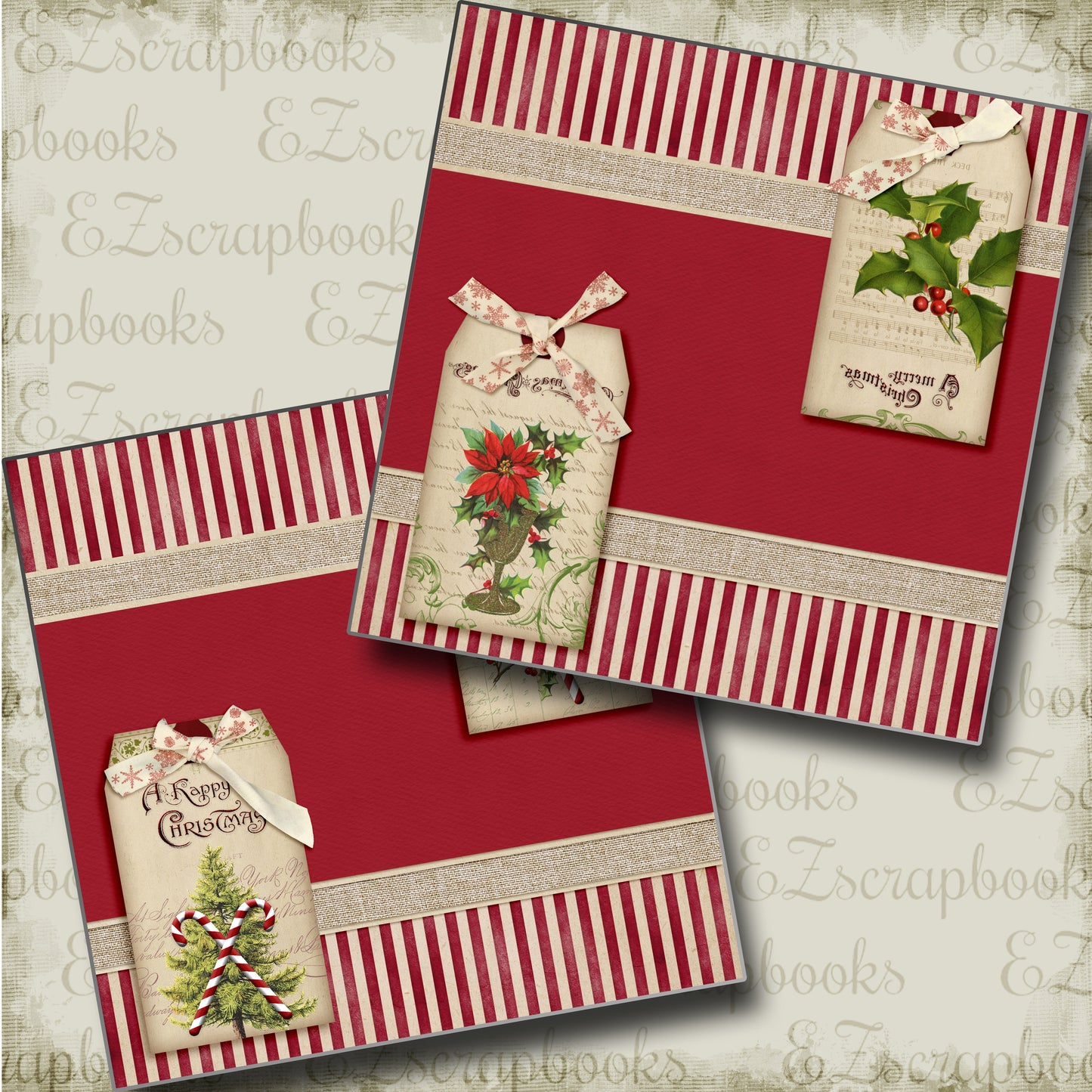 Ribbons and Tags NPM - 3615 - EZscrapbooks Scrapbook Layouts Christmas