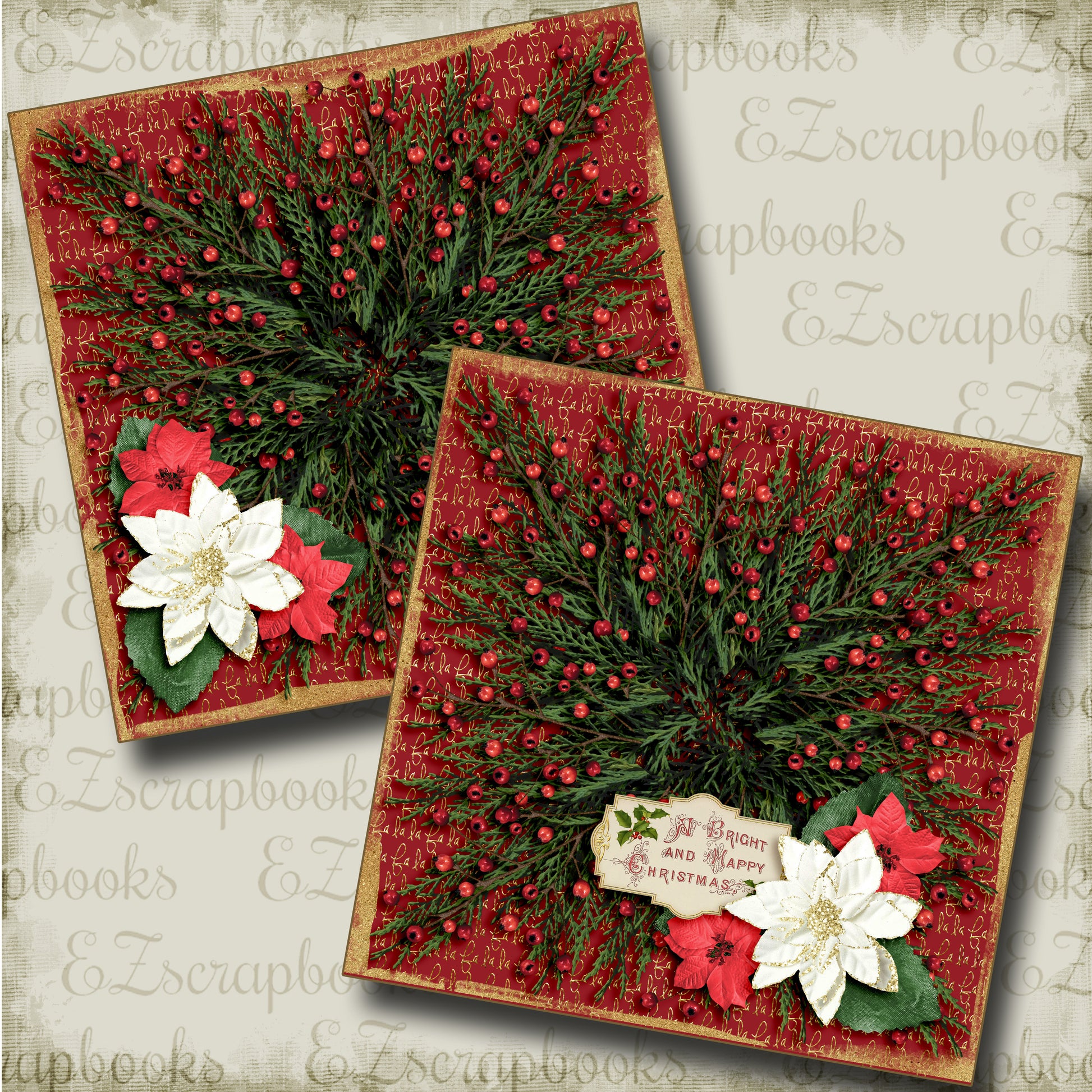 Christmas Wreath NPM - 3625 - EZscrapbooks Scrapbook Layouts Christmas