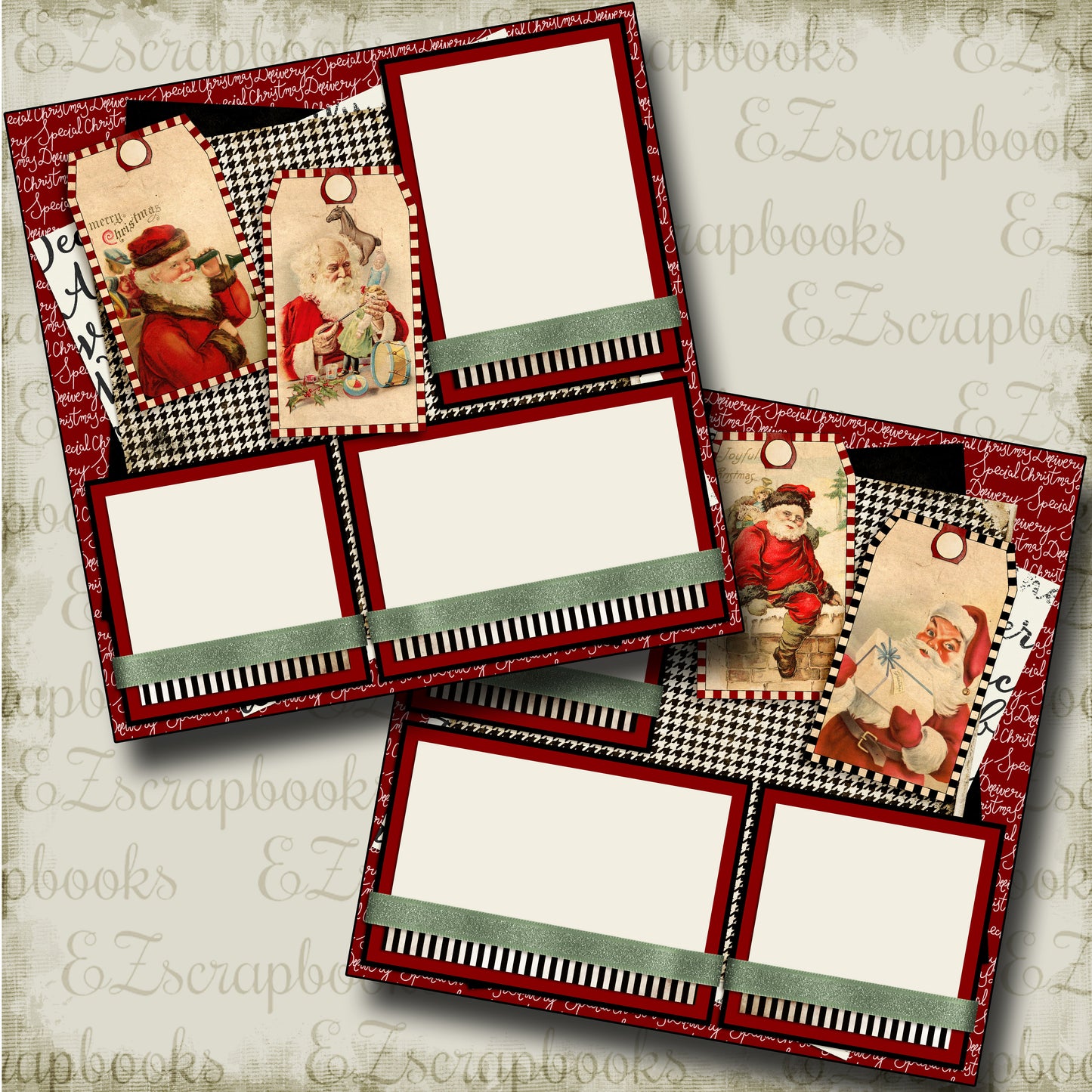 Santa Tags - 3616 - EZscrapbooks Scrapbook Layouts Christmas