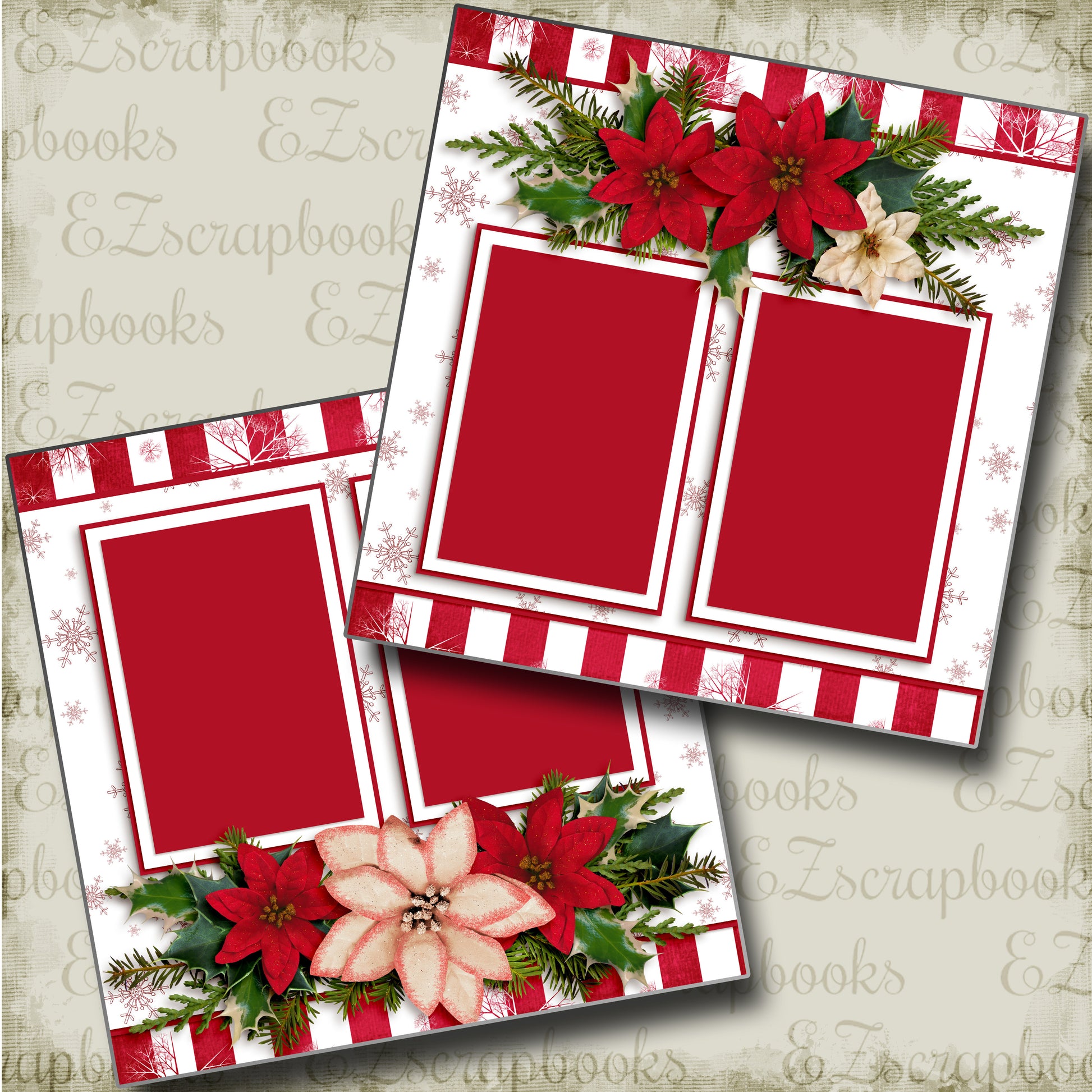 Christmas Snowflakes - 3572 - EZscrapbooks Scrapbook Layouts Christmas