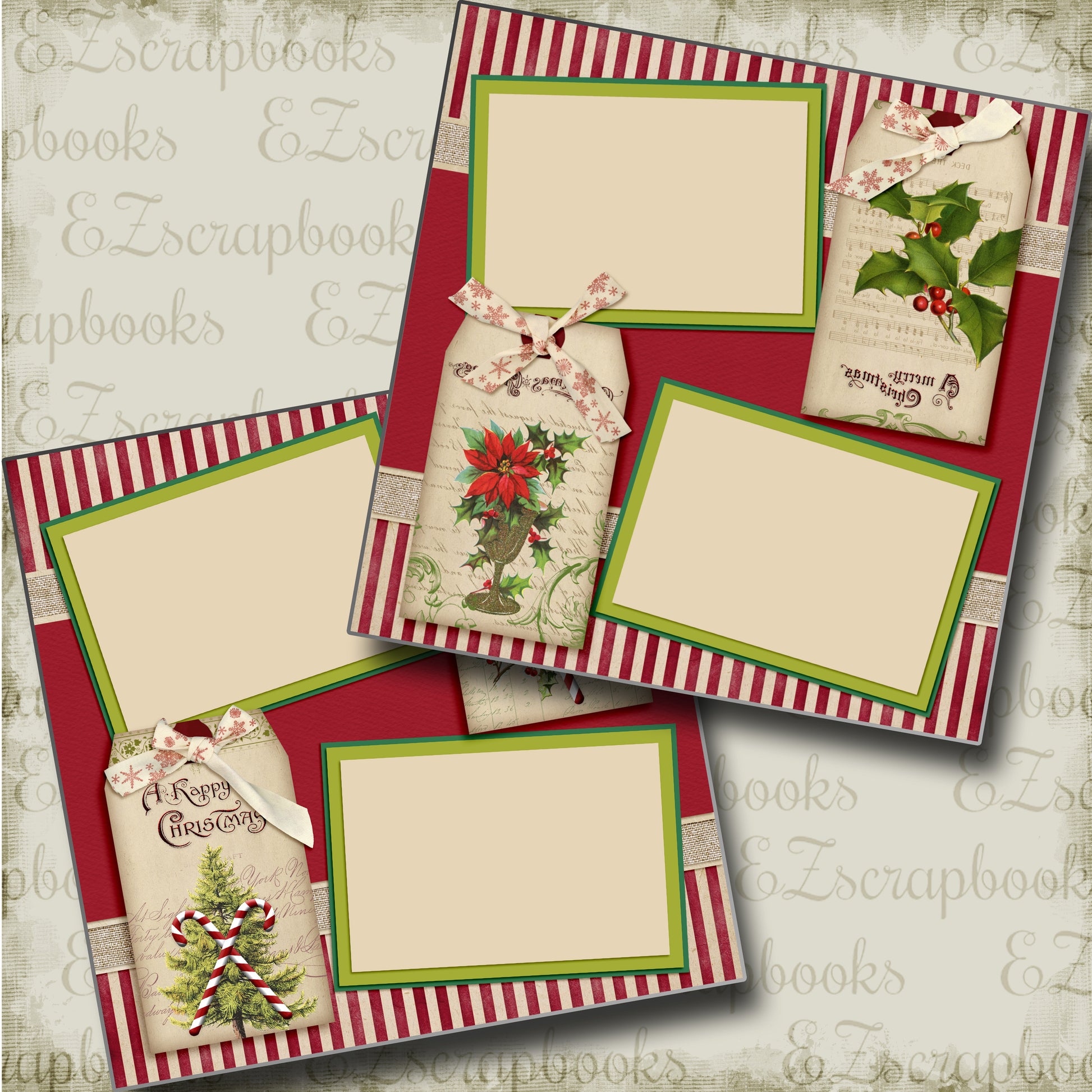 Ribbons and Tags - 3614 - EZscrapbooks Scrapbook Layouts Christmas