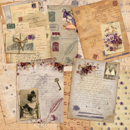 Vintage Letters Journal Paper Pack - 7200 - EZscrapbooks Scrapbook Layouts Journals