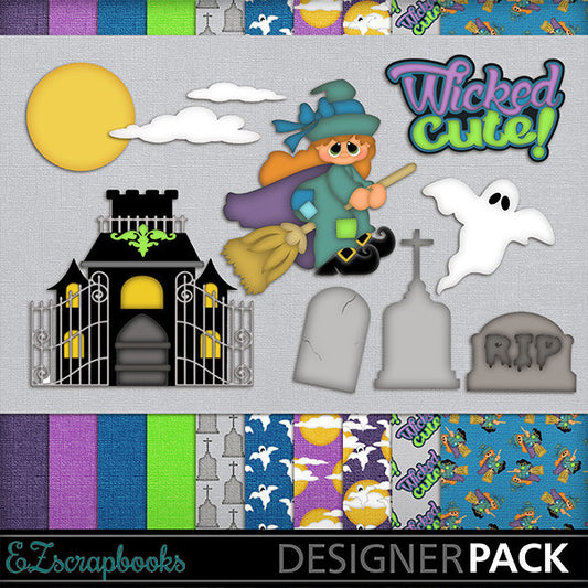 Wicked Cute - Halloween - Digital Kit - INSTANT DOWNLOAD - EZscrapbooks Scrapbook Layouts Halloween, Kits
