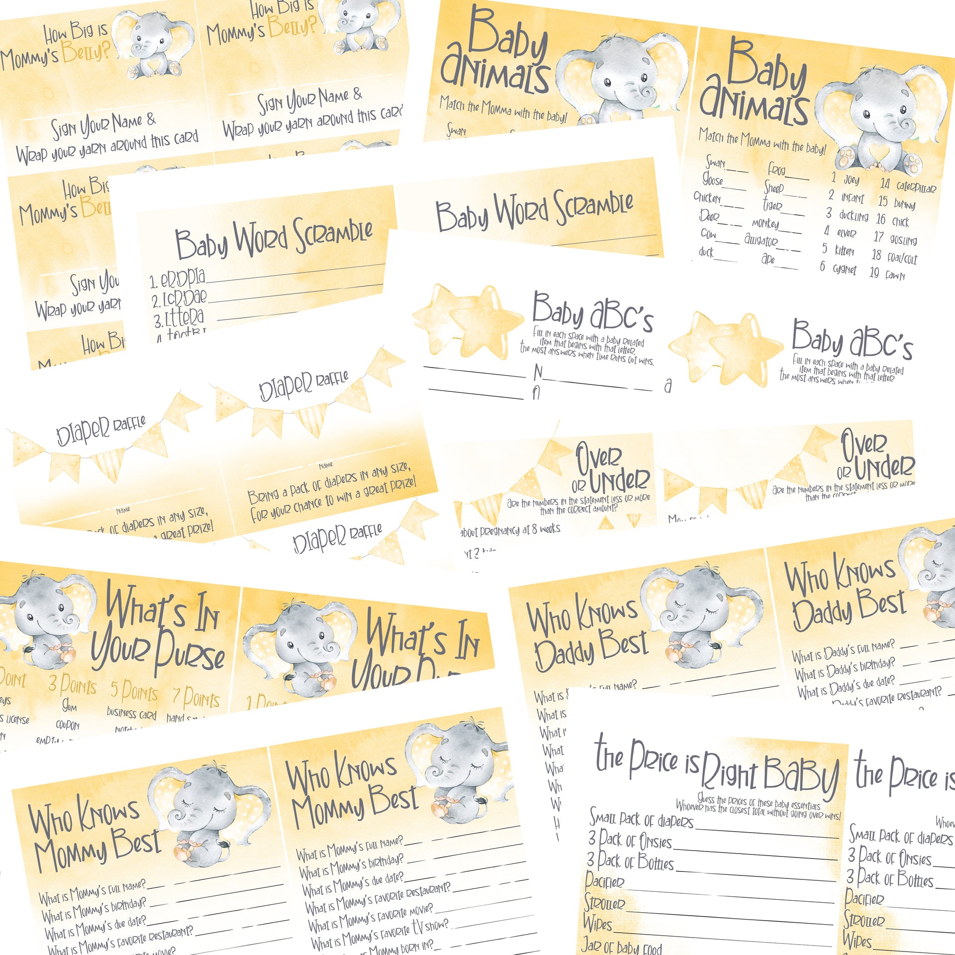 9167 - Baby Elephant Yellow Bundle Add On - 6 People