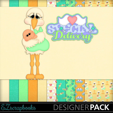 Special Delivery - Digital Kit - INSTANT DOWNLOAD - EZscrapbooks Scrapbook Layouts Baby - Toddler, Kits