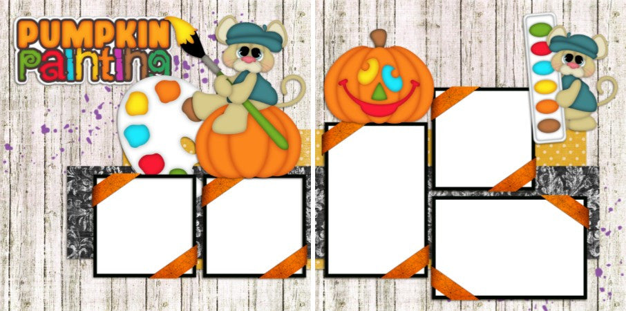 Pumpkin Painting - Digital Scrapbook Pages - INSTANT DOWNLOAD - EZscrapbooks Scrapbook Layouts Halloween