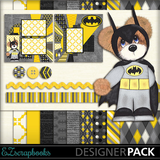 BatBear Tear Bear Digital Kit - INSTANT DOWNLOAD - EZscrapbooks Scrapbook Layouts Halloween, Kits