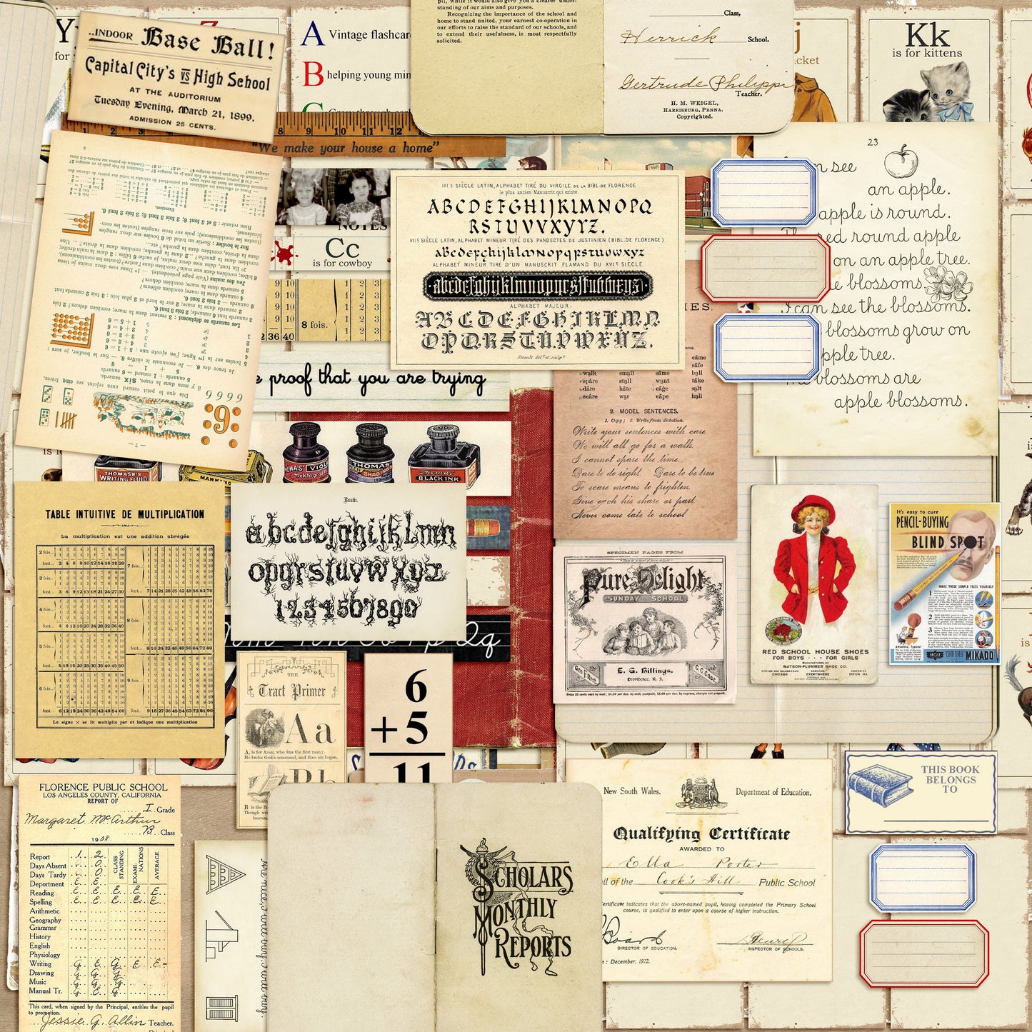 Retro School Embellishment Pack - 7431