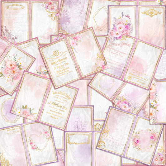 Watercolor Pink Flowers Mini Journal Pages - 7563