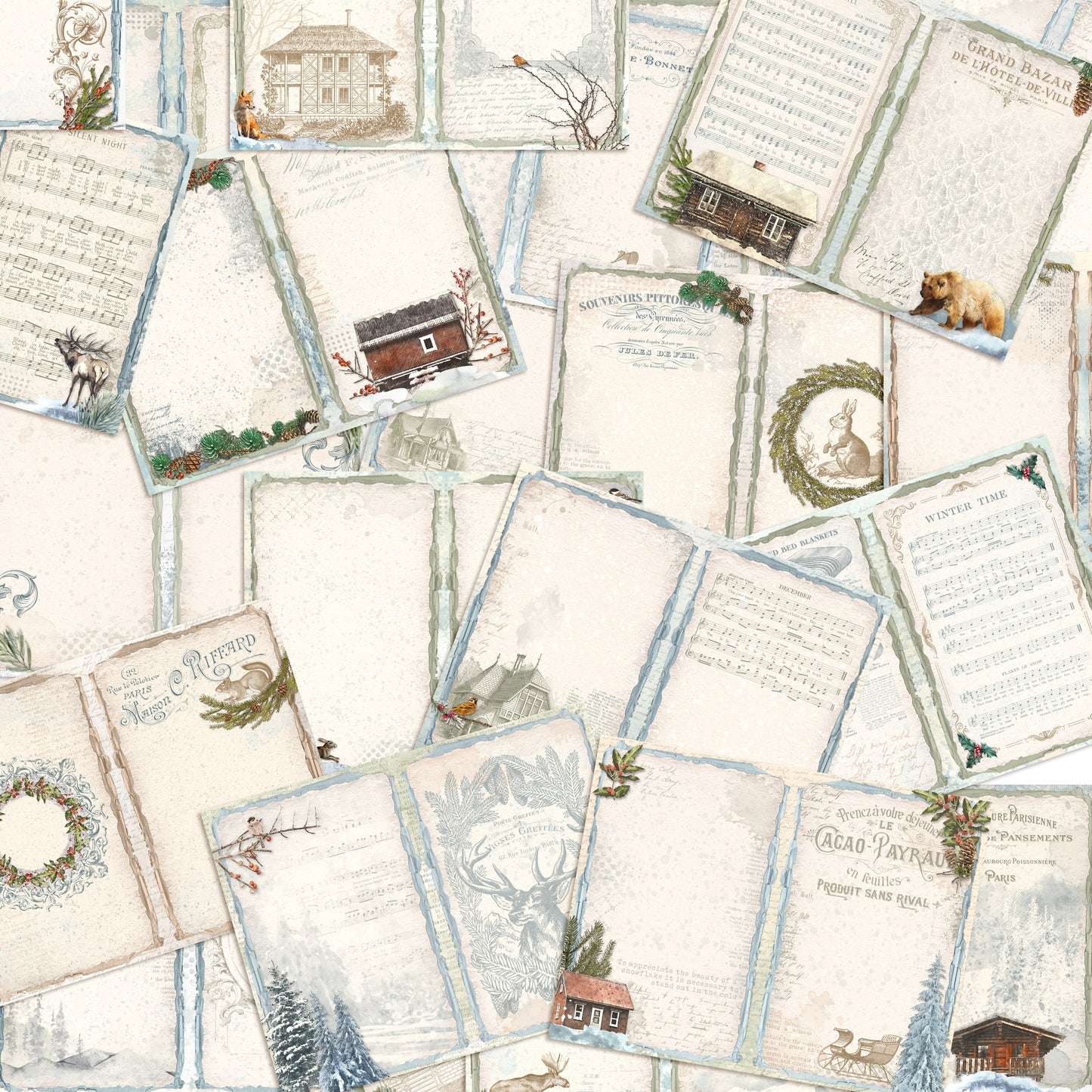 Winter Cottage Journal Pages - 7607
