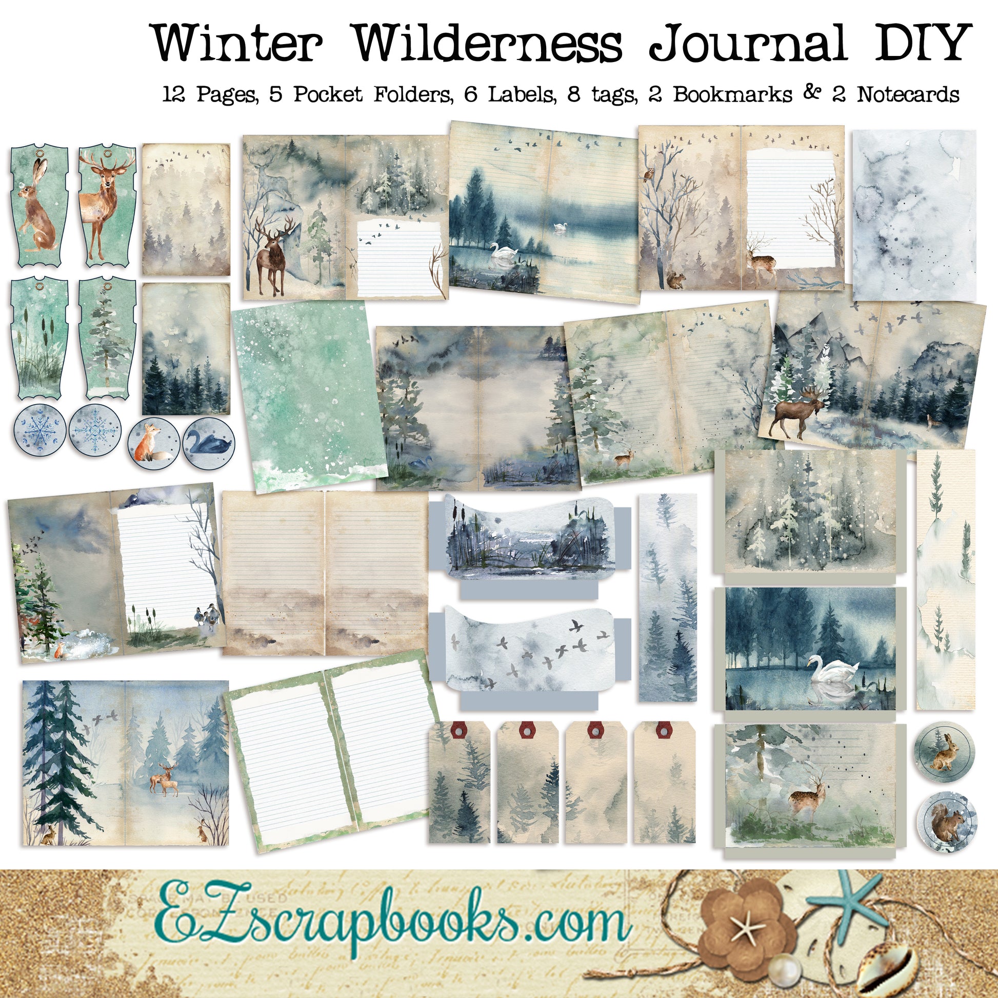 Winter Wilderness Journal DIY - 7086 - EZscrapbooks Scrapbook Layouts Journals