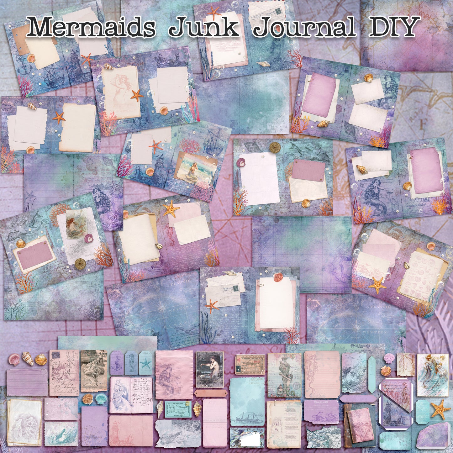 Mermaids Journal Pack - 7264 - EZscrapbooks Scrapbook Layouts Journals
