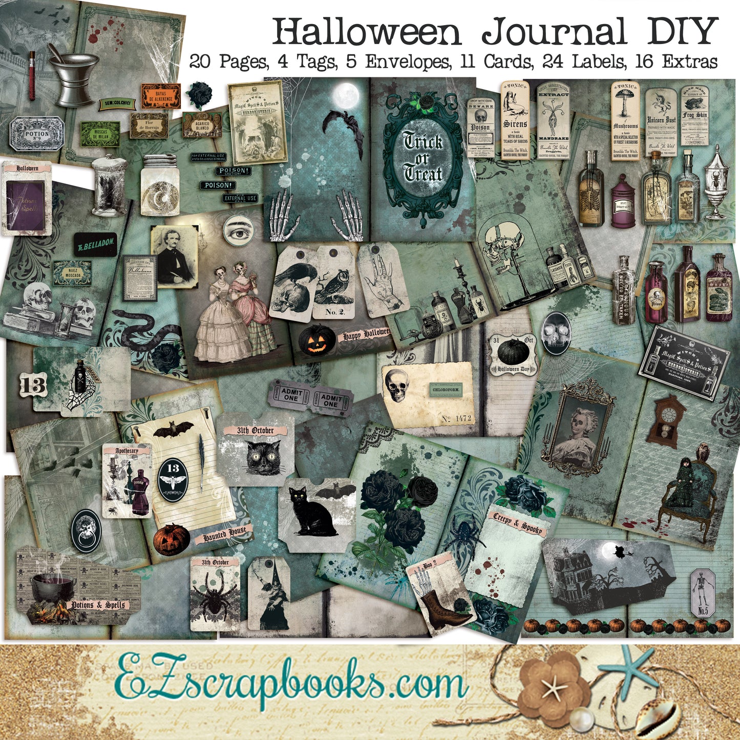 Halloween Journal Kit - 7109 - EZscrapbooks Scrapbook Layouts Halloween, Journals