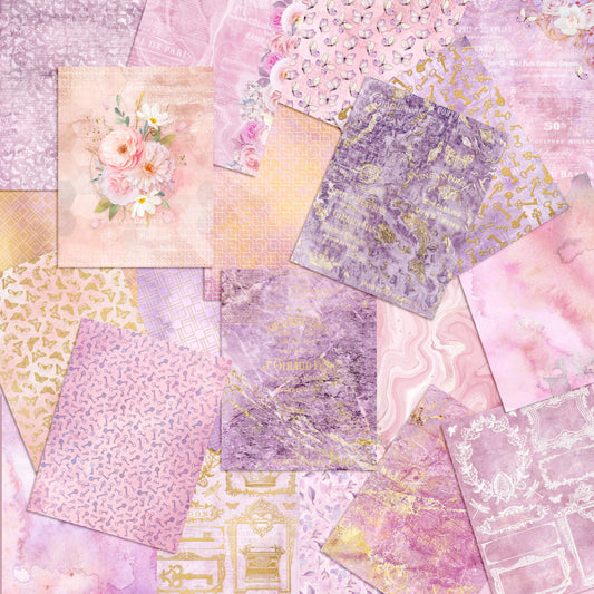 Watercolor Pink Flowers Paper Pack - 7564