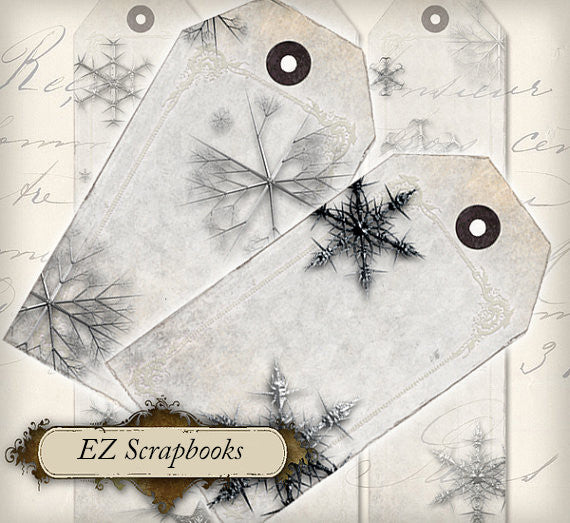 Snowflake Tags - 9031 - EZscrapbooks Scrapbook Layouts Christmas