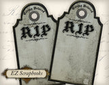 Tombstone Tags - 9035 - EZscrapbooks Scrapbook Layouts Halloween
