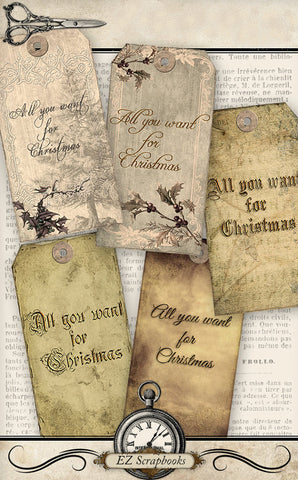 All You Want For Christmas 2 Tags - 9002 - EZscrapbooks Scrapbook Layouts Christmas