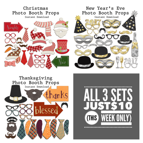 Holiday Bundle Pack - Photo Booth Props - INSTANT DOWNLOAD - EZscrapbooks Scrapbook Layouts 