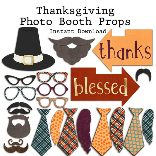 Thanksgiving Photo Booth Props - INSTANT DOWNLOAD - EZscrapbooks Scrapbook Layouts 