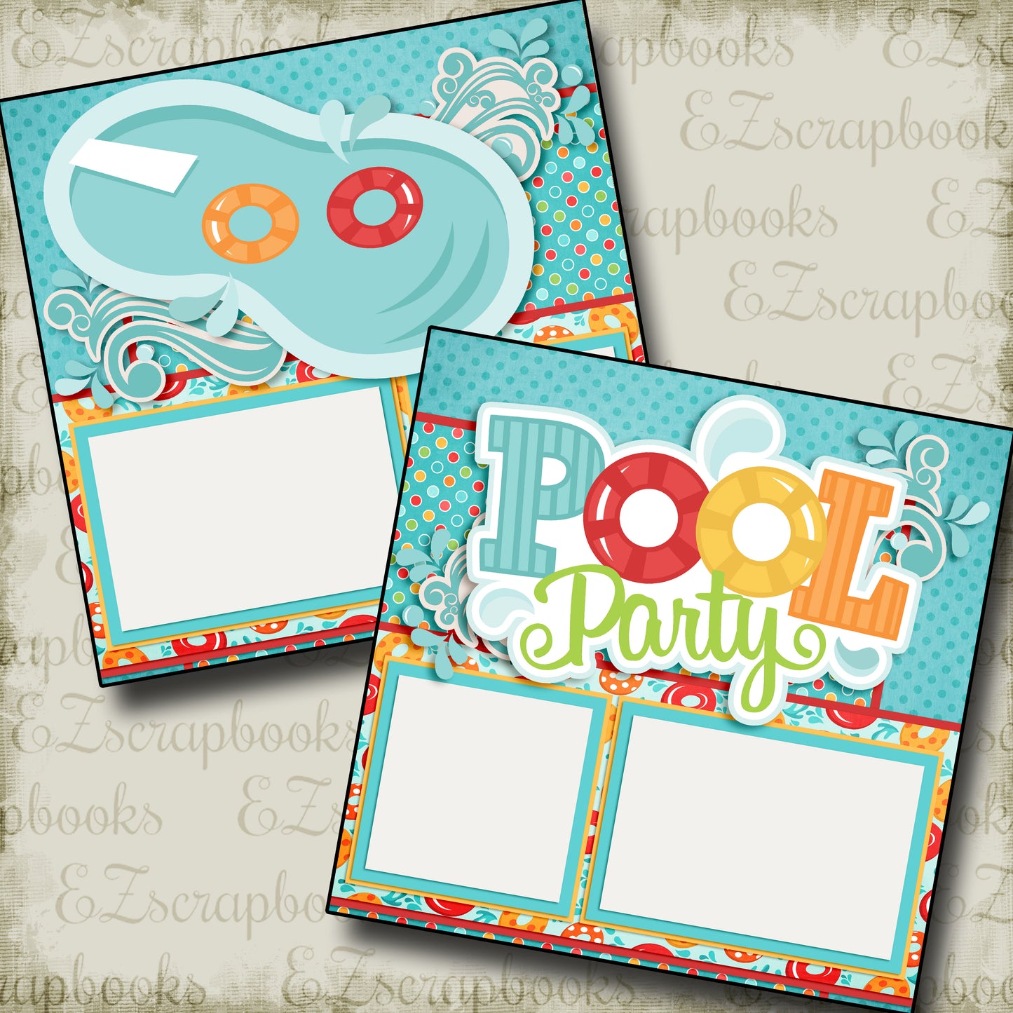 Pool Party - 3218 - EZscrapbooks Scrapbook Layouts Swimming - Pool